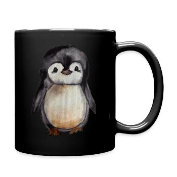 Petit pingouin aquarelle mignon peint à la main - Mug uni - noir - Droite