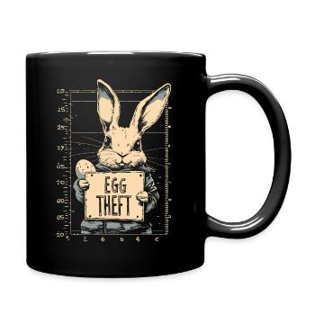 Hase Eierdieb Osterhase Mugshot Polizeifoto Ostern - Tasse einfarbig - Schwarz - Rechts