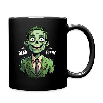 Lustiger Zombie im Anzug - Dead Funny - Tasse einfarbig - Schwarz - Rechts