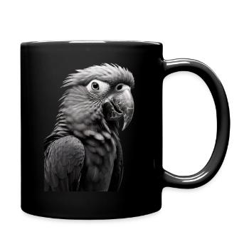Perroquet comme un portrait en noir et blanc Photo - Mug uni - noir - Droite