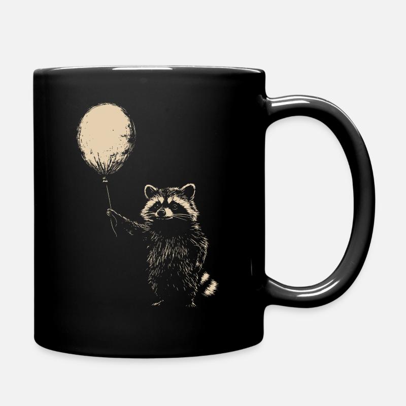 Waschbär mit Luftballon - Tasse einfarbig - Schwarz