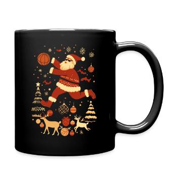 Santa Claus Basketball Christmas - Full Colour Mug - black - Right
