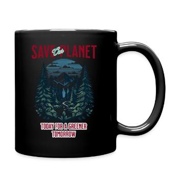 Save our planet - Tasse einfarbig - Schwarz - Rechts