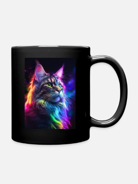 Maine Coon Katze - Tasse einfarbig - Schwarz