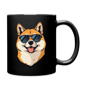 Shiba Inu avec lunettes de soleil Propriétaire de chien Été - Mug uni - noir - Droite