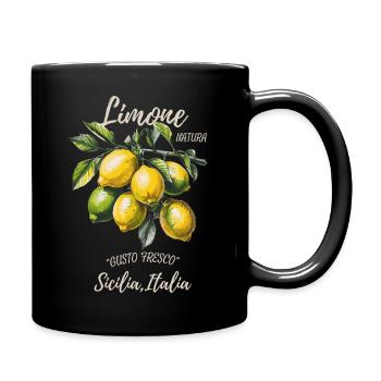 Limone Citrus Italia Design - Tasse einfarbig - Schwarz - Rechts