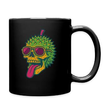 Durian Skull Funny Skeleton Vegan Jolly Roger - Full Colour Mug - black - Right