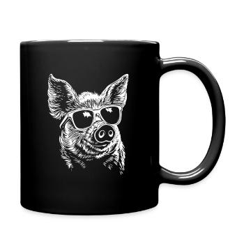 Cool Pig Sunglasses Summer - Full Colour Mug - black - Right