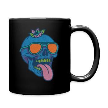 Blueberry Skull With Sunglasses Tongue Skeleton - Full Colour Mug - black - Right