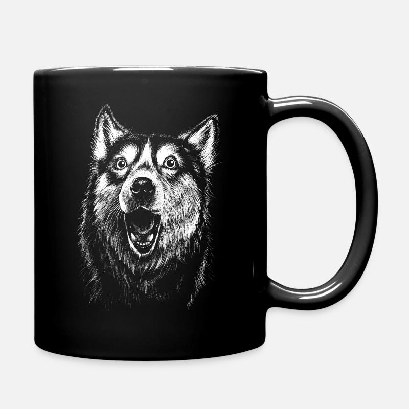 Dramatischer Husky - Tasse einfarbig - Schwarz