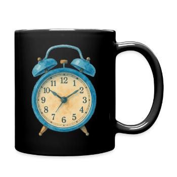 wecker uhr aquarell - Tasse einfarbig - Schwarz - Rechts