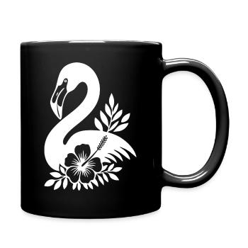 Élégant cygne et motif floral monochrome - Mug uni - noir - Droite