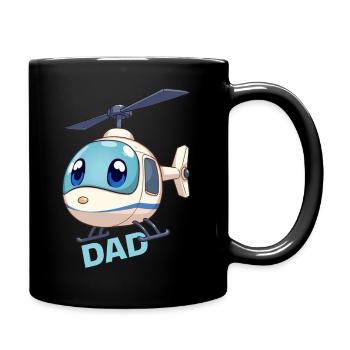 Helikopter Vater Papa Väter Helicopter Eltern Dad - Tasse einfarbig - Schwarz - Rechts