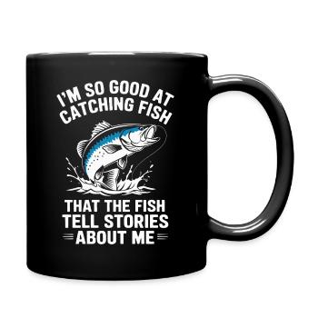 Catch and Tell Pêche Humour Design - Mug uni - noir - Droite