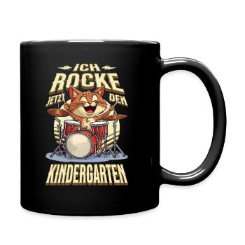Kindergarten Kita Cat Drums Rock Music - Full Colour Mug - black - Right