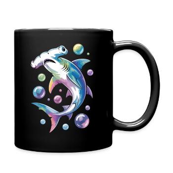 Vibrant Shark with Bubble Accents - Full Colour Mug - black - Right