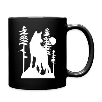 Mystischer Wolf, der bei Vollmond heult - Tasse einfarbig - Schwarz - Rechts