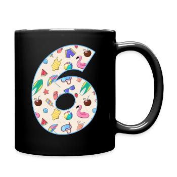 HOLIDAY NUMBER 6 YEARS SUMMER 6TH BIRTHDAY - Full Colour Mug - black - Right