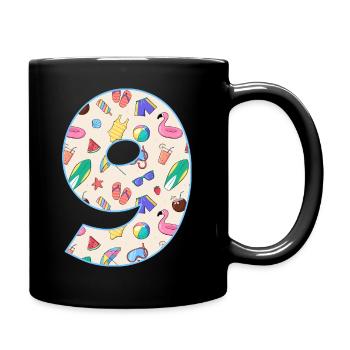 VACANCES NUMÉRO 9 ANNÉES ÉTÉ 9ÈME ANNIVERSAIRE - Mug uni - noir - Droite