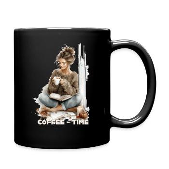 Kaffeezeit 1 - Tasse einfarbig - Schwarz - Rechts