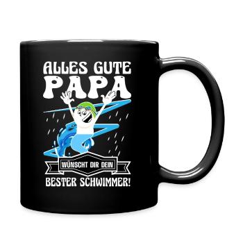 Alles gute Papa wünscht dein bester Schwimmer  - Tasse einfarbig - Schwarz - Rechts