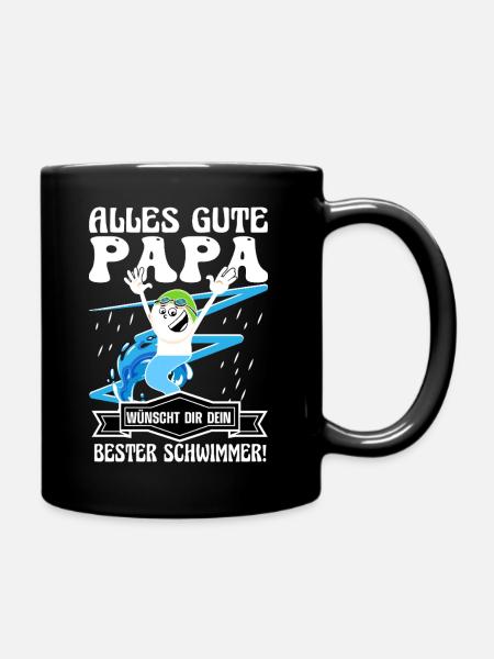 Alles gute Papa wünscht dein bester Schwimmer - Tasse einfarbig - Schwarz