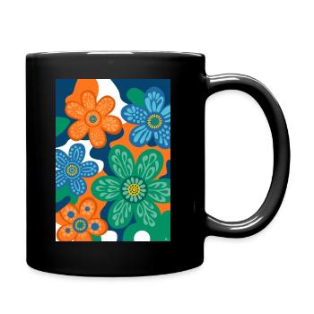 Fleurs vintage - Mug uni - noir - Droite