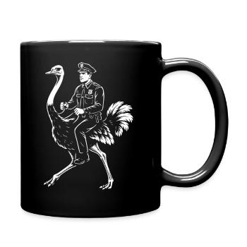 Polizist reitet auf einem lebhaften Strauß - Tasse einfarbig - Schwarz - Rechts