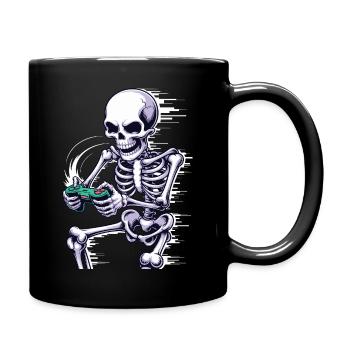 Halloween Skeleton Gamer Playing Video Games - Full Colour Mug - black - Right