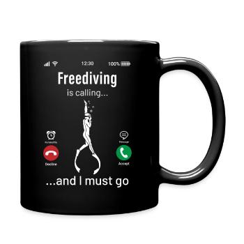 Freediving Is Calling And I Must Go Funny Design - Full Colour Mug - black - Right
