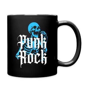 Squelette vibrant avec texte gothique punk rock - Mug uni - noir - Droite