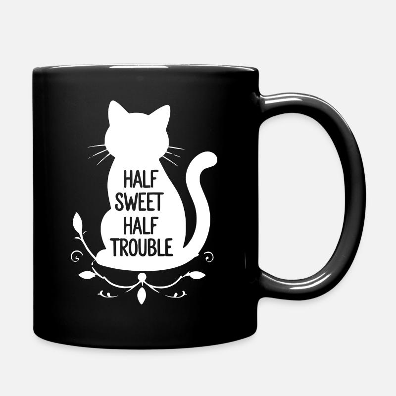 Halb süß halb Ärger Weiße Katze - Tasse einfarbig - Schwarz