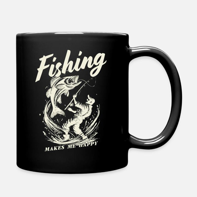 Fishing makes me happy - Full Colour Mug - black