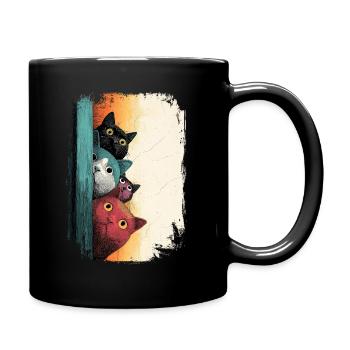Curious cats colorful - Full Colour Mug - black - Right