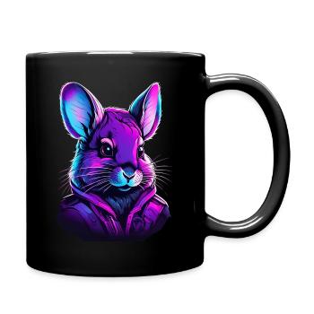 Illustration d'astronaute félin néon - Mug uni - noir - Droite