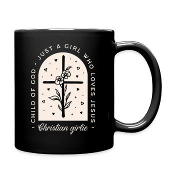 Fille chrétienne drôle Jésus cite croix noire - Mug uni - noir - Droite