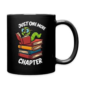 Just One More Chapter bookworm design - Full Colour Mug - black - Right