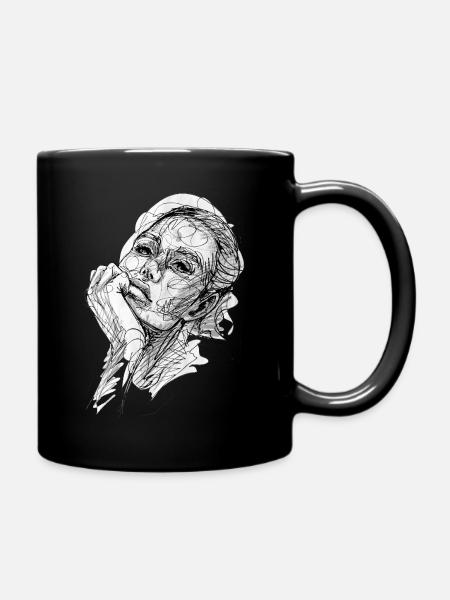 dessin carographique noir et blanc alésé - Mug uni - noir