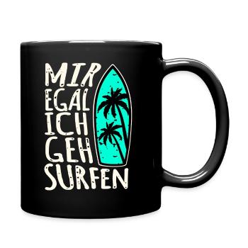 Je m’en fiche, je vais surfer - Mug uni - noir - Droite