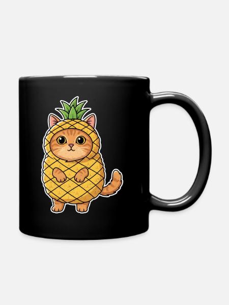 Ananas-Katze - Tasse einfarbig - Schwarz