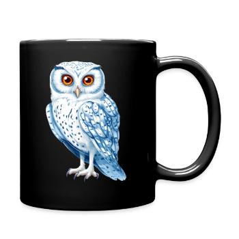 Snow White Blue Owl Drawing - Full Colour Mug - black - Right