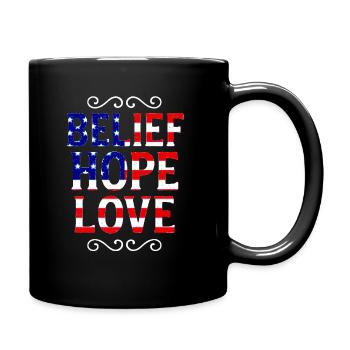 Glaube Hoffnung Liebe Flagge Kunst - Tasse einfarbig - Schwarz - Rechts