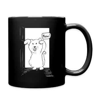 Chat devant la porte pour Halloween - Mug uni - noir - Droite