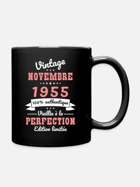 Anniversaire 70 ans - Vintage - Novembre 1955 - Mug uni - noir