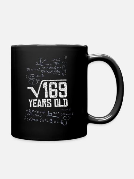 Square Root 169 13 Birthday Math Genius - Full Colour Mug - black