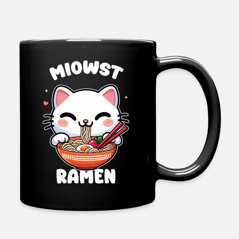 Kawaii Katze Ramen in Schüssel - Tasse einfarbig - Schwarz