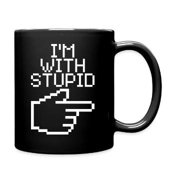 I'm With Stupid – Lustiger IT Spruch - Full Colour Mug - black - Right