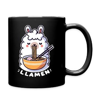 Lama ramen douillet et kawaii - Mug uni - noir - Droite