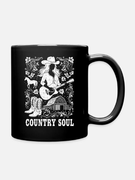 Silhouette Country Soul et Guitare - Mug uni - noir