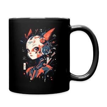 Anime Manga Girl - Cyborg Kitsune-XR7 - Full Colour Mug - black - Right
